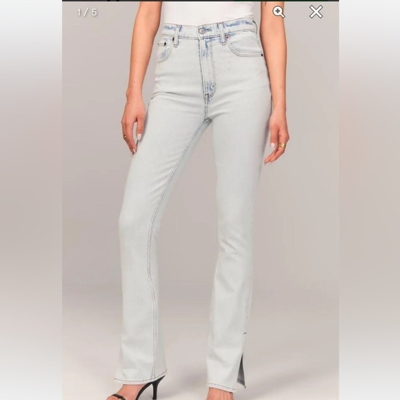 Abercrombie and Fitch Ultra High Rise 90s Slim Straight Split Hem Jeans 30/10XL - Picture 1 of 12